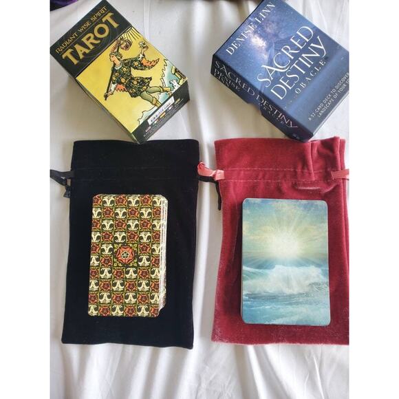 Set Of 6 Velvet Tarot Bags Size 6x9 | Oracle Card Bag | Runes Bag | Crystal Bag - Picture 3 of 10